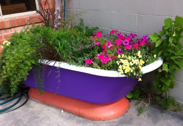 Garden in a plastic tub